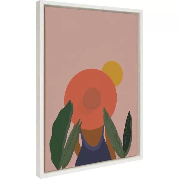 Kate and Laurel Sylvie Tropical Girl Framed Canvas by Oris Eddu 18x24 NaturalWhite