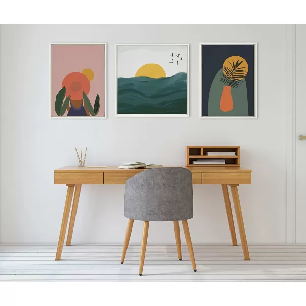 Kate and Laurel Sylvie Tropical Girl Framed Canvas by Oris Eddu 18x24 NaturalWhite