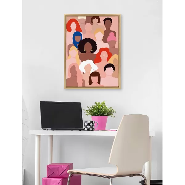 Kate and Laurel Sylvie Who Run The World Framed Canvas Wall Art by Maja Tomljanovic 18x24 Gold Feminine Inspiration Wall Art