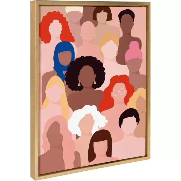 Kate and Laurel Sylvie Who Run The World Framed Canvas Wall Art by Maja Tomljanovic 18x24 Gold Feminine Inspiration Wall Art