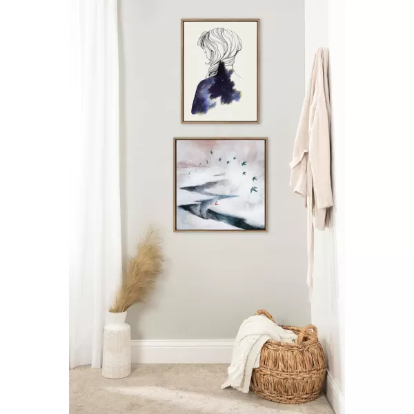 Kate and Laurel Sylvie Within Framed Canvas Wall Art by Faryn Hughes 18x24 Natural Modern Female Portrait Drawing Art for WallGold