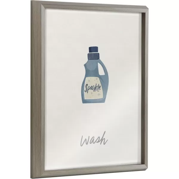 Kate and Laurel Blake Wash Framed Printed Glass Wall Art by Elizabeth Silver 16x20 Gray Decorative Whimsical Laundry Themed Art Print for Wall