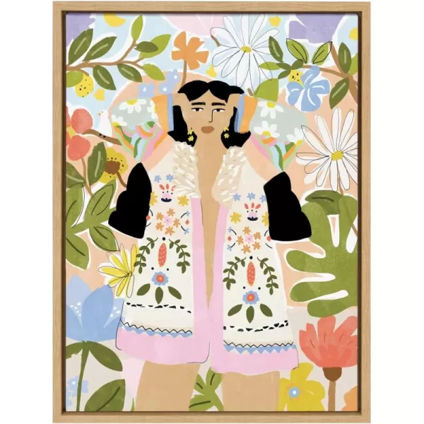 Kate and Laurel Sylvie Beauty Around Me Framed Canvas Wall Art by Alja Horvat 18x24 Natural Decorative Boho Art for Wall
