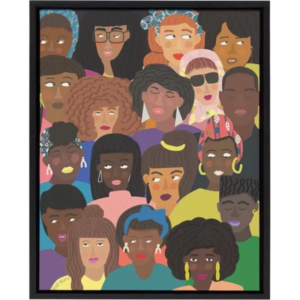Kate and Laurel Sylvie Black People United Framed Canvas Wall Art by Queenbe Monyei 18x24 Black Inspiring Wall Decor