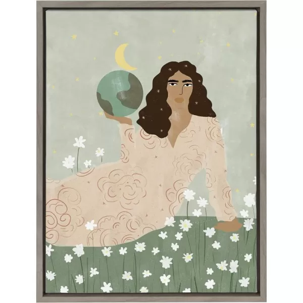 Kate and Laurel Sylvie God is A Woman Framed Canvas Wall Art by Alja Horvat 18x24 Gray Chic Nature Art for Wall