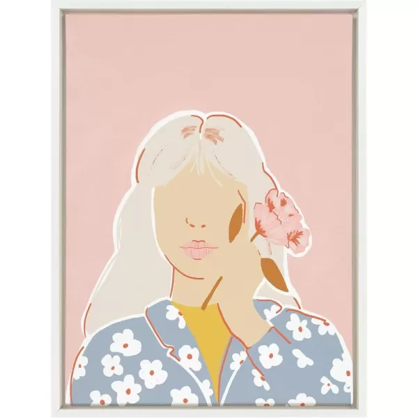 Kate and Laurel Sylvie Thanks for The Flowers Framed Canvas Wall Art by Alja Horvat 18x24 White Abstract Floral Art Print for Wall
