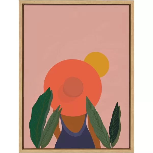 Kate and Laurel Sylvie Tropical Girl Framed Canvas by Oris Eddu 18x24 NaturalNatural
