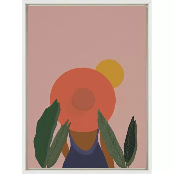 Kate and Laurel Sylvie Tropical Girl Framed Canvas by Oris Eddu 18x24 NaturalWhite