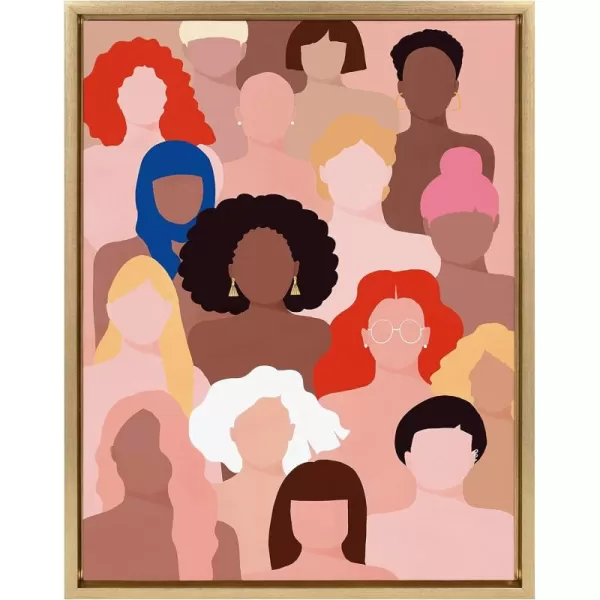 Kate and Laurel Sylvie Who Run The World Framed Canvas Wall Art by Maja Tomljanovic 18x24 Gold Feminine Inspiration Wall Art