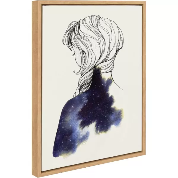 Kate and Laurel Sylvie Within Framed Canvas Wall Art by Faryn Hughes 18x24 Natural Modern Female Portrait Drawing Art for WallNatural