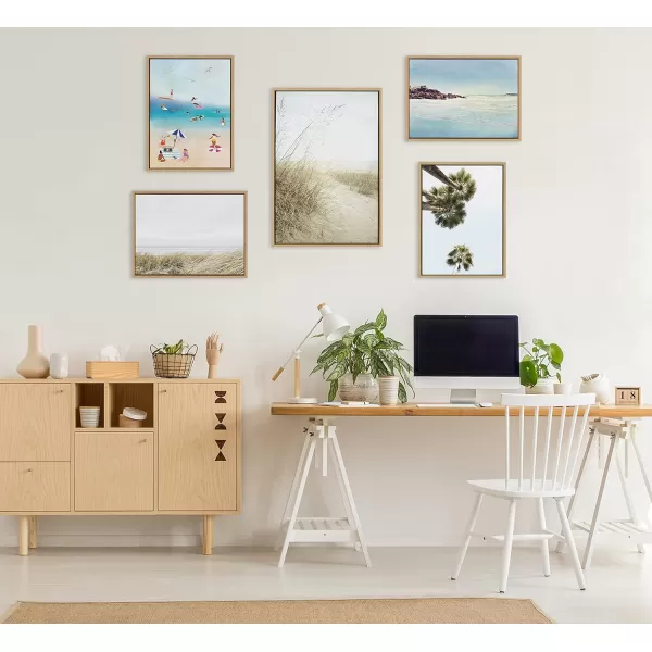 Kate and Laurel Sylvie Beach Grasses Framed Canvas Wall Art by Emiko and Mark Franzen of F2Images 28x38 Natural Ocean Beach Grass Sand Art for WallNatural