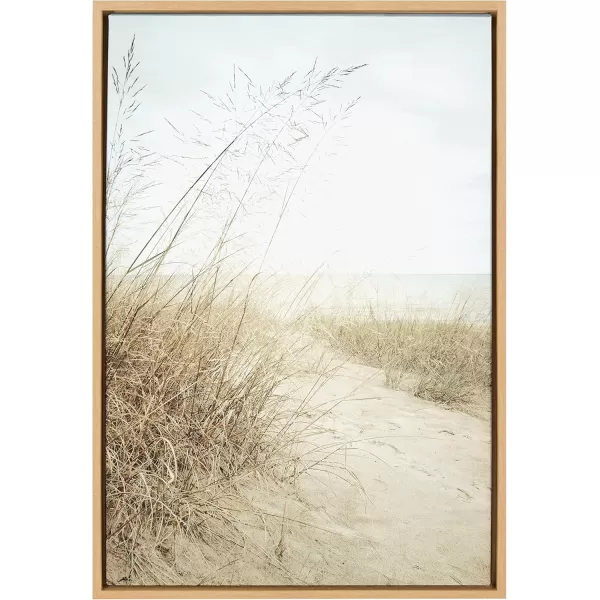 Kate and Laurel Sylvie Beach Grasses Framed Canvas Wall Art by Emiko and Mark Franzen of F2Images 28x38 Natural Ocean Beach Grass Sand Art for WallNatural