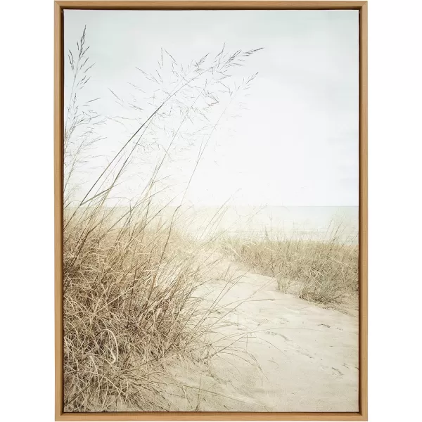 Kate and Laurel Sylvie Beach Grasses Framed Canvas Wall Art by Emiko and Mark Franzen of F2Images 28x38 Natural Ocean Beach Grass Sand Art for WallNatural