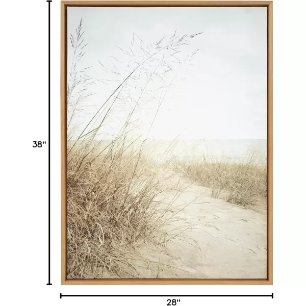 Kate and Laurel Sylvie Beach Grasses Framed Canvas Wall Art by Emiko and Mark Franzen of F2Images 28x38 Natural Ocean Beach Grass Sand Art for WallNatural