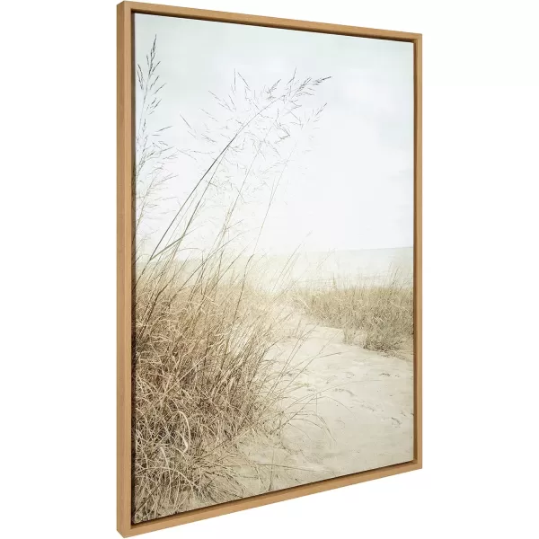 Kate and Laurel Sylvie Beach Grasses Framed Canvas Wall Art by Emiko and Mark Franzen of F2Images 28x38 Natural Ocean Beach Grass Sand Art for WallNatural