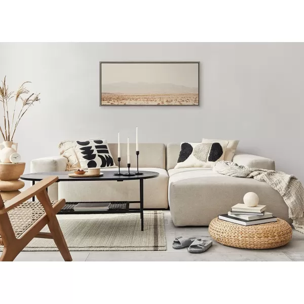 Kate and Laurel Sylvie California Dreaming Framed Canvas Wall Art by Laura Evans 18x40 Gray Modern Desert Mountain Landscape Art for WallGray
