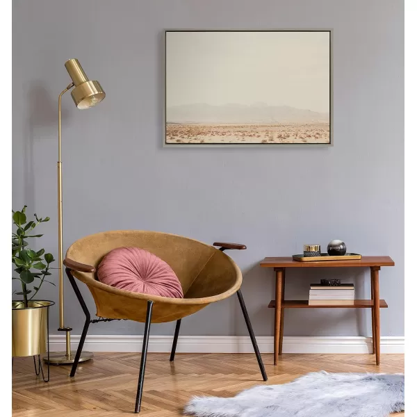 Kate and Laurel Sylvie California Dreaming Framed Canvas Wall Art by Laura Evans 18x40 Gray Modern Desert Mountain Landscape Art for WallGray