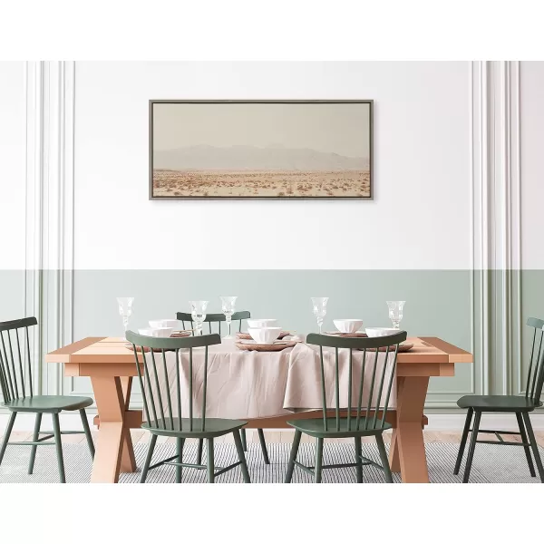 Kate and Laurel Sylvie California Dreaming Framed Canvas Wall Art by Laura Evans 18x40 Gray Modern Desert Mountain Landscape Art for WallGray