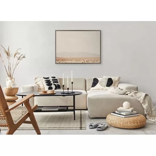 Kate and Laurel Sylvie California Dreaming Framed Canvas Wall Art by Laura Evans 18x40 Gray Modern Desert Mountain Landscape Art for WallGray