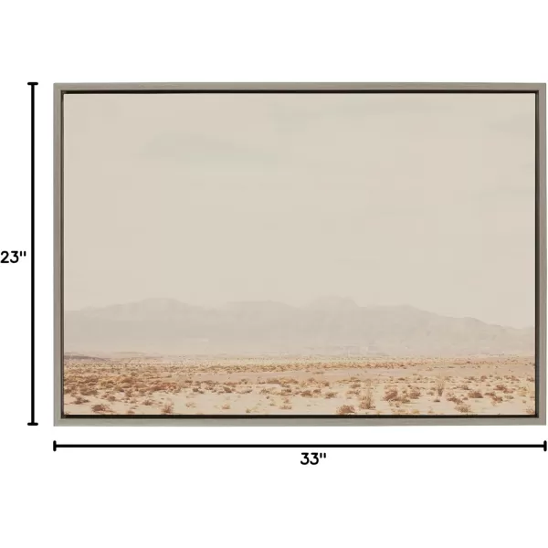 Kate and Laurel Sylvie California Dreaming Framed Canvas Wall Art by Laura Evans 18x40 Gray Modern Desert Mountain Landscape Art for WallGray