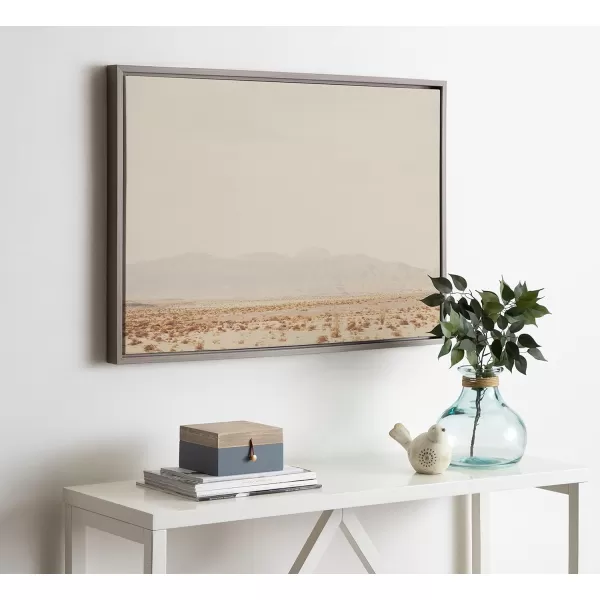 Kate and Laurel Sylvie California Dreaming Framed Canvas Wall Art by Laura Evans 18x40 Gray Modern Desert Mountain Landscape Art for WallGray