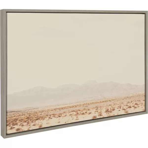 Kate and Laurel Sylvie California Dreaming Framed Canvas Wall Art by Laura Evans 18x40 Gray Modern Desert Mountain Landscape Art for WallGray