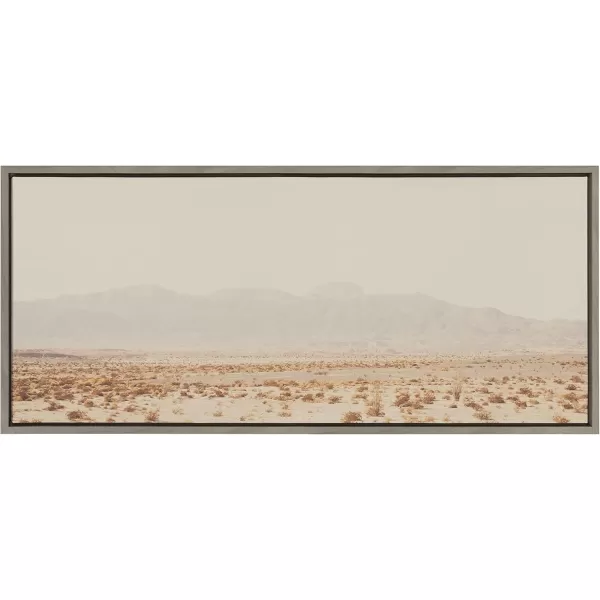 Kate and Laurel Sylvie California Dreaming Framed Canvas Wall Art by Laura Evans 18x40 Gray Modern Desert Mountain Landscape Art for WallGray