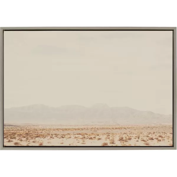 Kate and Laurel Sylvie California Dreaming Framed Canvas Wall Art by Laura Evans 18x40 Gray Modern Desert Mountain Landscape Art for WallGray