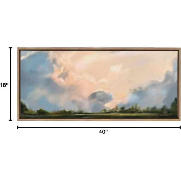 Kate and Laurel Sylvie Clouds Framed Canvas Wall Art by Mary Sparrow 18x40 Gold Modern Nature Skyline Art for WallGold