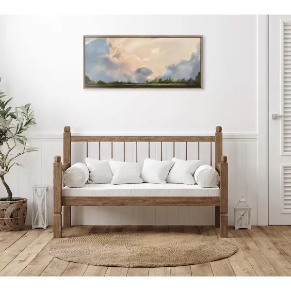 Kate and Laurel Sylvie Clouds Framed Canvas Wall Art by Mary Sparrow 18x40 Gold Modern Nature Skyline Art for WallGold