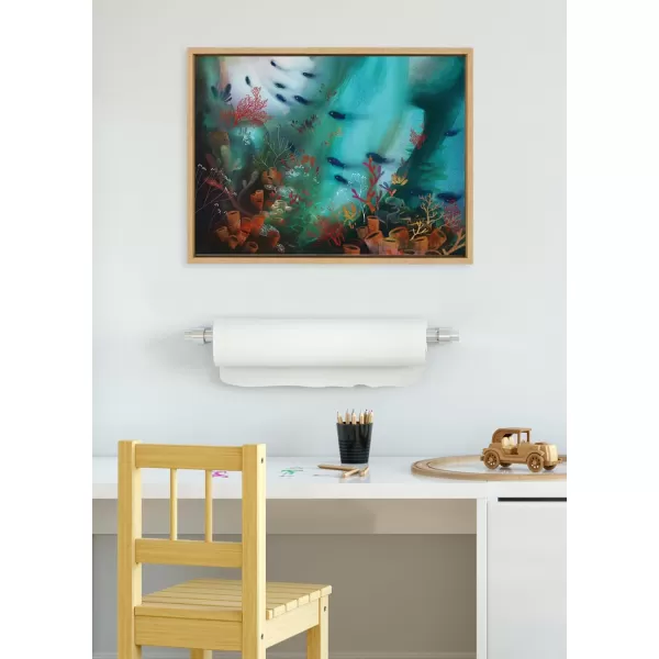 Kate and Laurel Sylvie Coral Cove Framed Canvas Wall Art by Faryn Hughes 18x24 Natural Modern Underwater Ocean Art for WallNatural