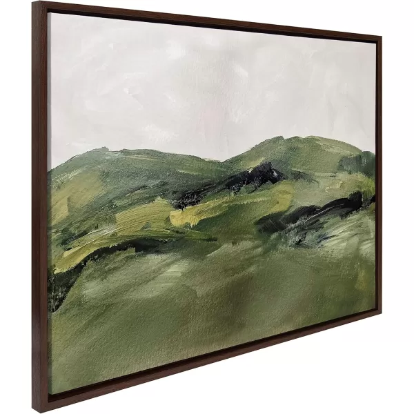 Kate and Laurel Sylvie Green Mountain Landscape Framed Canvas Wall Art by Amy Lighthall 28x38 Brown Modern Soft Watercolor Nature Landscape Art for Wall Home DecorBrown