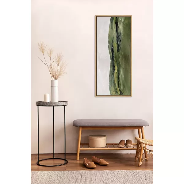 Kate and Laurel Sylvie Green Mountain Landscape Framed Canvas Wall Art by Amy Lighthall 28x38 Brown Modern Soft Watercolor Nature Landscape Art for Wall Home DecorNatural
