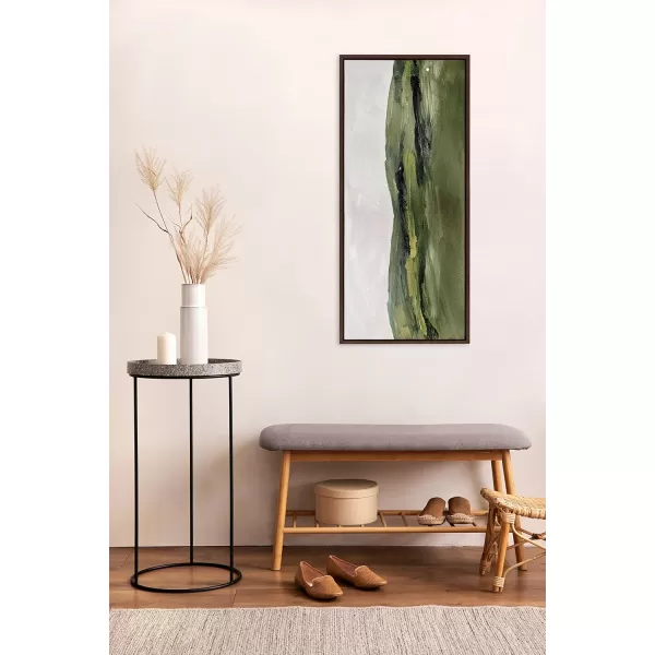 Kate and Laurel Sylvie Green Mountain Landscape Framed Canvas Wall Art by Amy Lighthall 28x38 Brown Modern Soft Watercolor Nature Landscape Art for Wall Home DecorBrown
