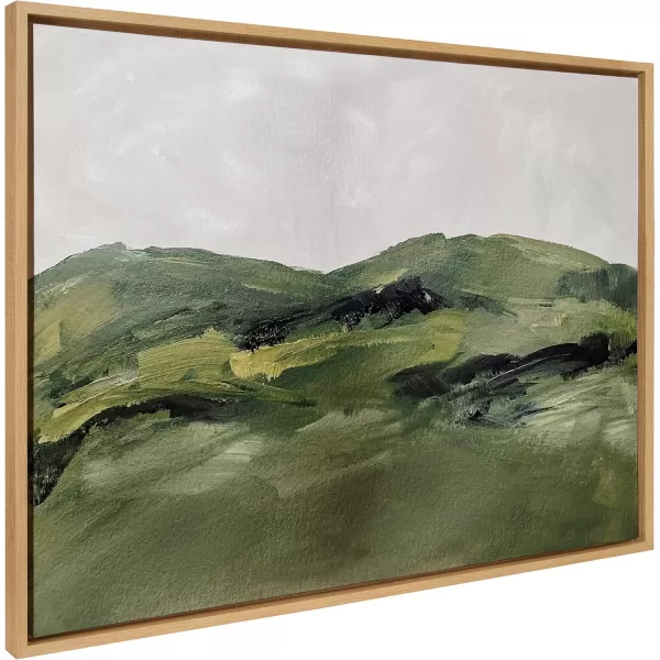 Kate and Laurel Sylvie Green Mountain Landscape Framed Canvas Wall Art by Amy Lighthall 28x38 Brown Modern Soft Watercolor Nature Landscape Art for Wall Home DecorNatural