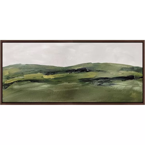 Kate and Laurel Sylvie Green Mountain Landscape Framed Canvas Wall Art by Amy Lighthall 28x38 Brown Modern Soft Watercolor Nature Landscape Art for Wall Home DecorBrown