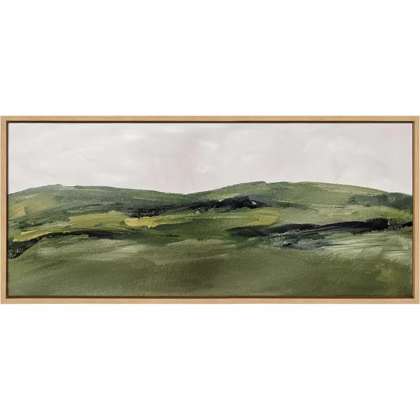 Kate and Laurel Sylvie Green Mountain Landscape Framed Canvas Wall Art by Amy Lighthall 28x38 Brown Modern Soft Watercolor Nature Landscape Art for Wall Home DecorNatural