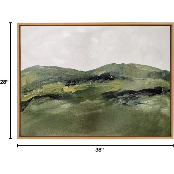Kate and Laurel Sylvie Green Mountain Landscape Framed Canvas Wall Art by Amy Lighthall 28x38 Brown Modern Soft Watercolor Nature Landscape Art for Wall Home DecorNatural