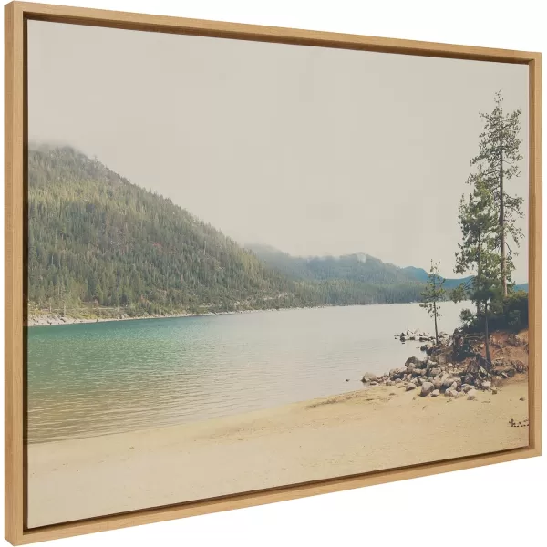 Kate and Laurel Sylvie Lake Tahoe California Mountain Sand Harbor Framed Canvas Wall Art by Laura Evans 23x33 Gray Classic Muted Landscape Photograph Wall ArtNatural