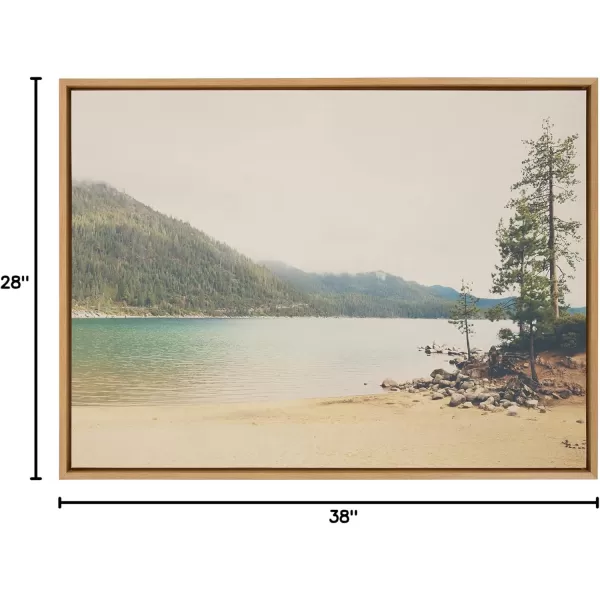 Kate and Laurel Sylvie Lake Tahoe California Mountain Sand Harbor Framed Canvas Wall Art by Laura Evans 23x33 Gray Classic Muted Landscape Photograph Wall ArtNatural