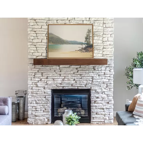 Kate and Laurel Sylvie Lake Tahoe California Mountain Sand Harbor Framed Canvas Wall Art by Laura Evans 23x33 Gray Classic Muted Landscape Photograph Wall ArtNatural