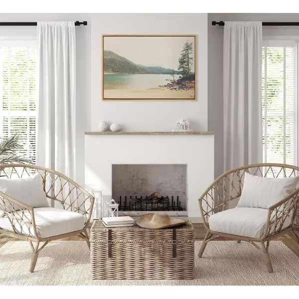 Kate and Laurel Sylvie Lake Tahoe California Mountain Sand Harbor Framed Canvas Wall Art by Laura Evans 23x33 Gray Classic Muted Landscape Photograph Wall ArtNatural