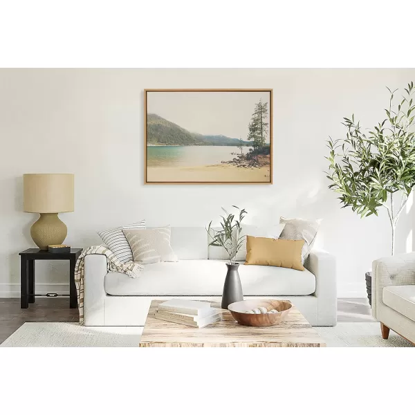 Kate and Laurel Sylvie Lake Tahoe California Mountain Sand Harbor Framed Canvas Wall Art by Laura Evans 23x33 Gray Classic Muted Landscape Photograph Wall ArtNatural