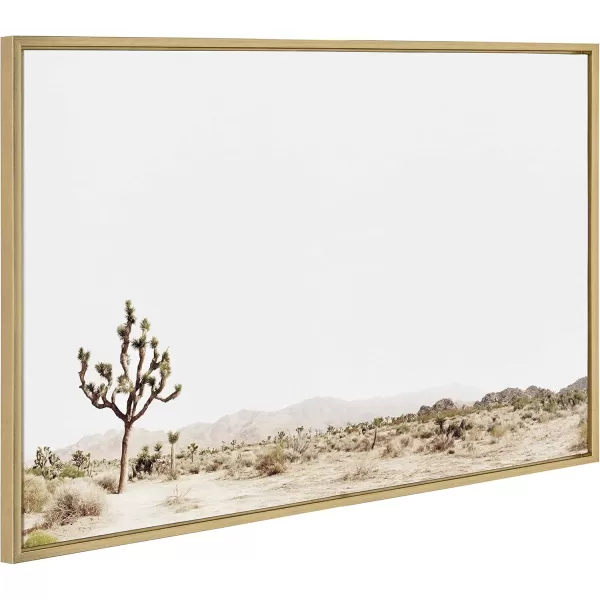 Kate and Laurel Sylvie Lone Joshua Tree Framed Canvas Wall Art by Amy Peterson Art Studio 28x38 Natural Minimalist Photograph Wall DcorGold