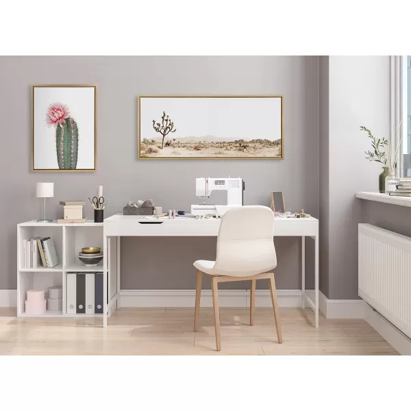 Kate and Laurel Sylvie Lone Joshua Tree Framed Canvas Wall Art by Amy Peterson Art Studio 28x38 Natural Minimalist Photograph Wall DcorGold