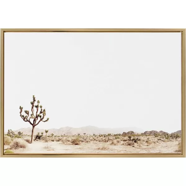 Kate and Laurel Sylvie Lone Joshua Tree Framed Canvas Wall Art by Amy Peterson Art Studio 28x38 Natural Minimalist Photograph Wall DcorGold