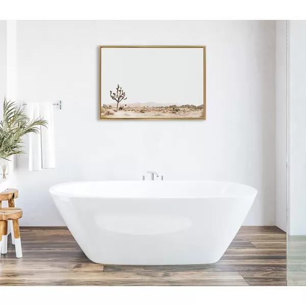 Kate and Laurel Sylvie Lone Joshua Tree Framed Canvas Wall Art by Amy Peterson Art Studio 28x38 Natural Minimalist Photograph Wall DcorGold