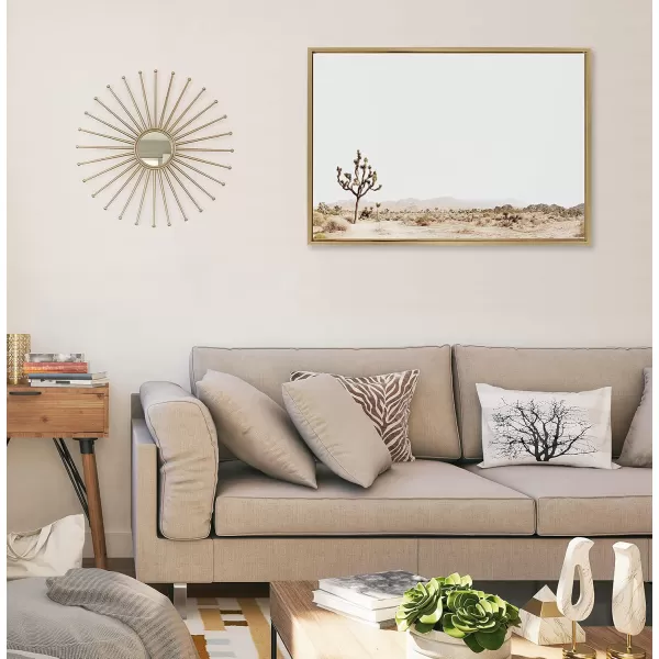 Kate and Laurel Sylvie Lone Joshua Tree Framed Canvas Wall Art by Amy Peterson Art Studio 28x38 Natural Minimalist Photograph Wall DcorGold