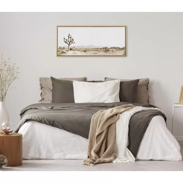 Kate and Laurel Sylvie Lone Joshua Tree Framed Canvas Wall Art by Amy Peterson Art Studio 28x38 Natural Minimalist Photograph Wall DcorGold