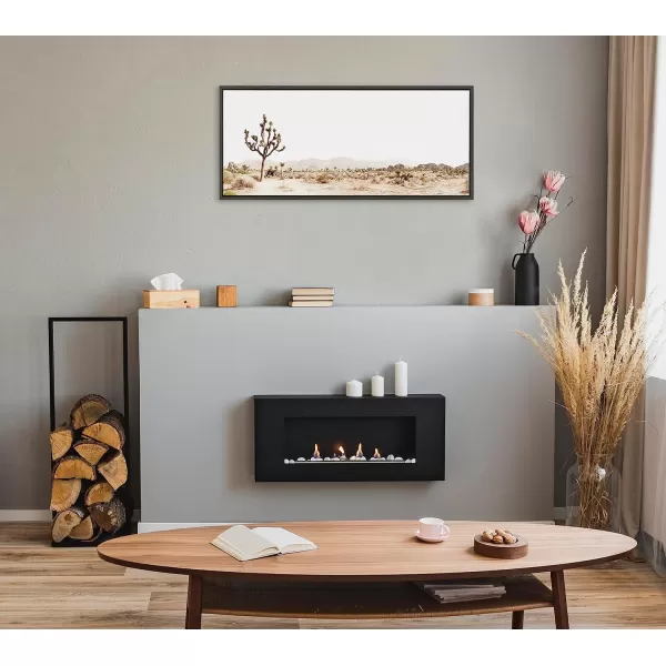 Kate and Laurel Sylvie Lone Joshua Tree Framed Canvas Wall Art by Amy Peterson Art Studio 28x38 Natural Minimalist Photograph Wall DcorGray
